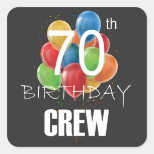 70. Geburtstag Crew 70 Party Crew Group Quadratischer Aufkleber