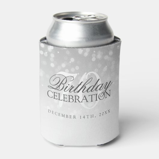 70. Geburtstag Danke Silver Bokeh Sparkle Light Dosenkühler (Kanne Vorderseite)