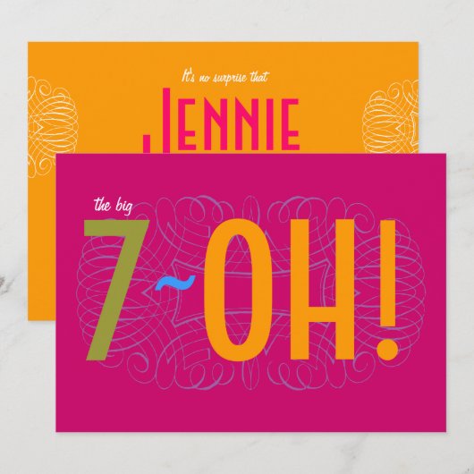 70. Geburtstag - der große 7-OH! Einladung (Vorne/Hinten)