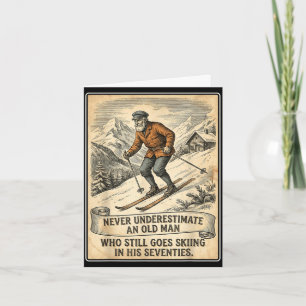 70. Geburtstag eines Mannes geht Ski fahren Vintag Karte