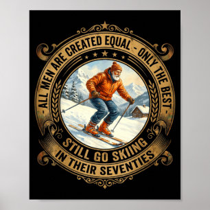 70. Geburtstag eines Mannes geht Ski fahren Vintag Poster
