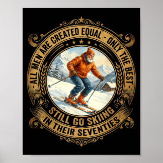 70. Geburtstag eines Mannes geht Ski fahren Vintag Poster