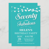 70. Geburtstag Einladung Aqua Türkis Fabulous (Vorne/Hinten)