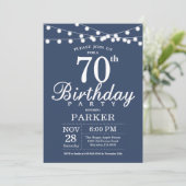 70. Geburtstag Einladung Blau (Stehend Vorderseite)