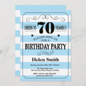 70. Geburtstag Einladung Blaue und weiße Streifen (Vorne/Hinten)