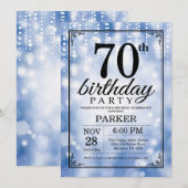 70. Geburtstag Einladung Blauer Glitzer (Vorne/Hinten)