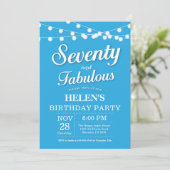 70. Geburtstag Einladung Blue Fabulous (Stehend Vorderseite)