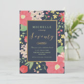 70. Geburtstag Einladung - Elegante Blume - Custom (Stehend Vorderseite)