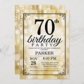 70. Geburtstag Einladung Gold Glitzer (Vorne/Hinten)