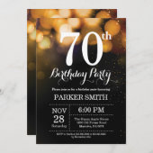 70. Geburtstag Einladung Gold Glitzer (Vorne/Hinten)