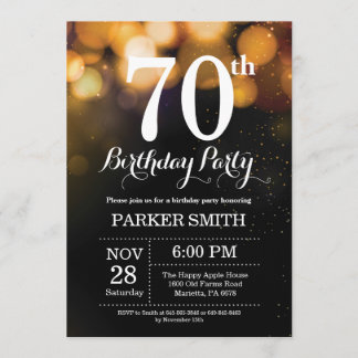 70. Geburtstag Einladung Gold Glitzer