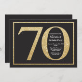 70. Geburtstag Einladung Gold Glitzer Chalkboard (Vorne/Hinten)
