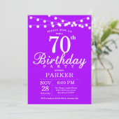 70. Geburtstag Einladung Lila Lavendel (Stehend Vorderseite)