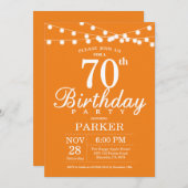 70. Geburtstag Einladung Orange (Vorne/Hinten)