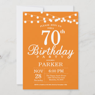 70. Geburtstag Einladung Orange