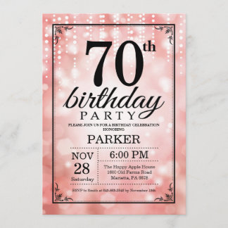 70. Geburtstag Einladung Rosa Glitzer