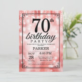 70. Geburtstag Einladung Roter Glitzer (Stehend Vorderseite)