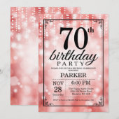 70. Geburtstag Einladung Roter Glitzer (Vorne/Hinten)