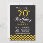 70. Geburtstag Einladung Schwarz und Gelb Zickzack (Vorderseite)