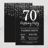 70. Geburtstag Einladung Silberner Glitzer (Vorne/Hinten)