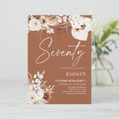 70. Geburtstag Einladung Terracotta Boho Pampas (Stehend Vorderseite)