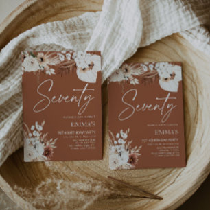 70. Geburtstag Einladung Terracotta Boho Pampas