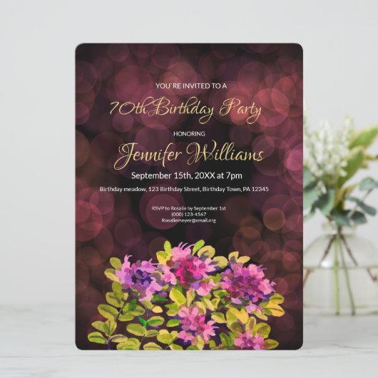 70. Geburtstag Einladung Thyme (Stehend Vorderseite)