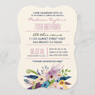 70. Geburtstag Elegant Bouquet Einladung
