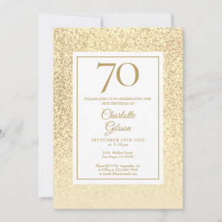 70. Geburtstag Elegant Champagner Gold Glitter Einladung