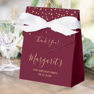 70. Geburtstag Elegant Gold Confetti Burgund Geschenkschachtel