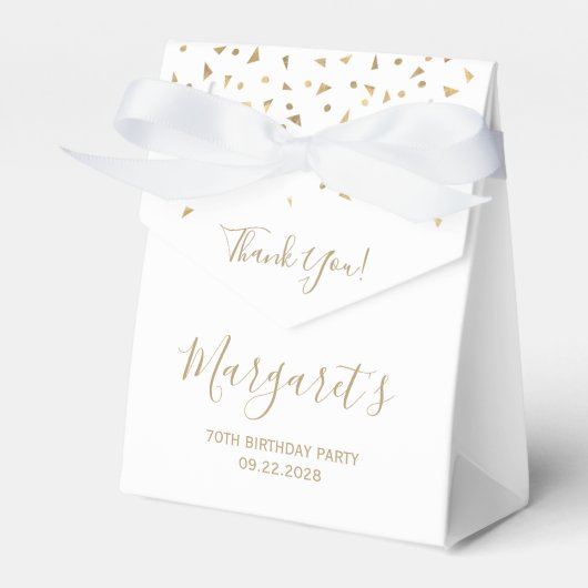 70. Geburtstag Elegant Gold Confetti White Geschenkschachtel (Vorderseite)