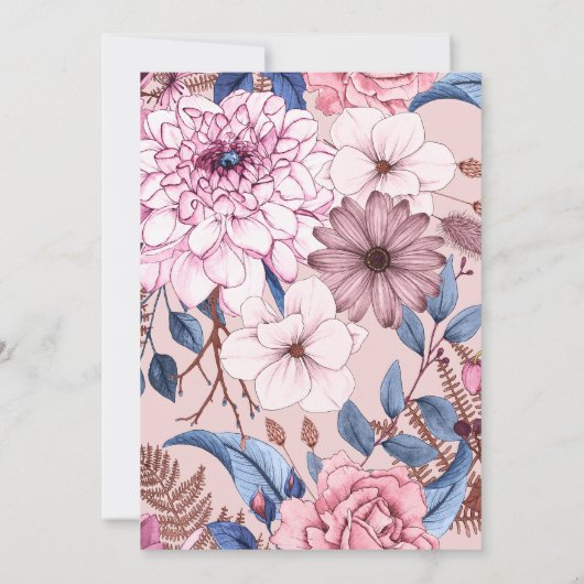 70. Geburtstag Elegant Moderne Blumen Einladung (Rückseite)