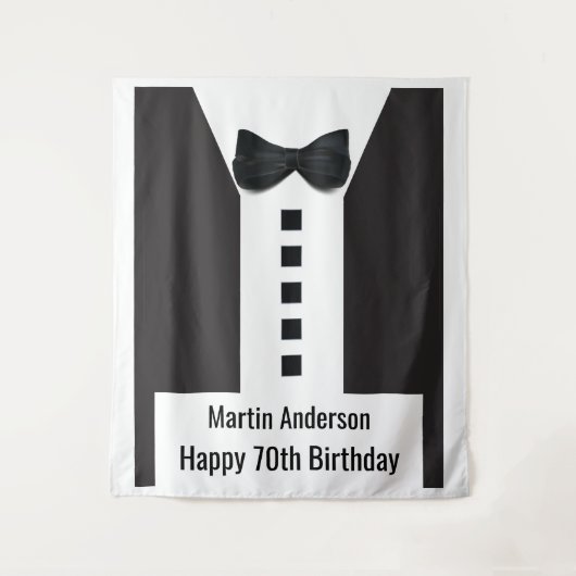 70. Geburtstag 🎉 Elegant Tuxedo Wandteppich (Vorderseite)