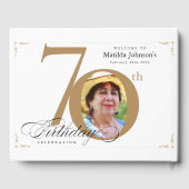 70. Geburtstag Elegant White Gold Calligraphie Gästebuch (Rückseite)