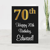 70. Geburtstag ~ Elegante Luxuriöse Imitate Gold L Karte (Vorderseite)