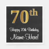 70. Geburtstag ~ Elegante Luxuriöse Imitate Gold L Serviette (Vorderseite)