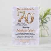 70. Geburtstag Elegantes Party Einladung (Stehend Vorderseite)