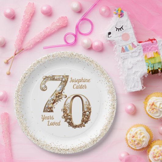 70. Geburtstag Elegantes Party Pappteller (Party)