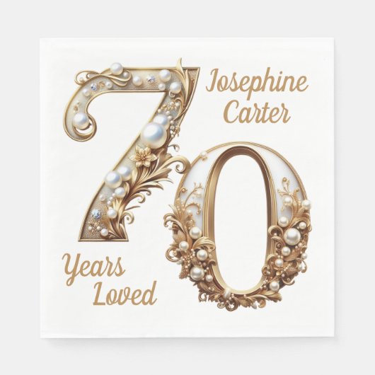 70. Geburtstag Elegantes Party Serviette (Vorderseite)
