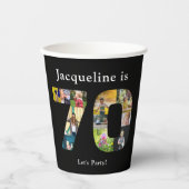 70. Geburtstag Entwerfen Sie Ihre eigene FotoColla Pappbecher (Vorderseite)