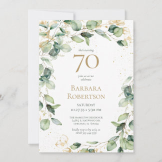 70. Geburtstag Eukalyptus Card Anfrage Einladung