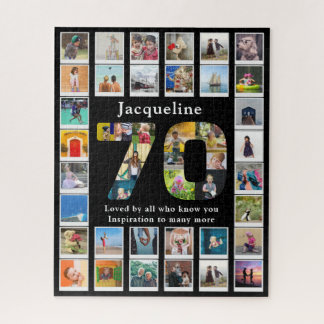 70. Geburtstag Familie Foto Vorlage Schwarz Puzzle