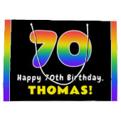 70. Geburtstag: Farbiger Regenbogen # 70, Individu Große Geschenktüte (Rückseite)