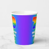 70. Geburtstag: Farbiges, lustiges Regenbogenmuste Pappbecher (Links)