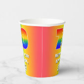 70. Geburtstag: Farbiges, lustiges Regenbogenmuste Pappbecher (Rechts)