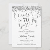70. Geburtstag - Feiern bis 70 Jahre Silberweiß Einladung (Vorderseite)
