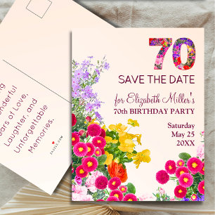 70. Geburtstag florale moderne 70 Jahre Party Ankündigungspostkarte