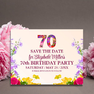 70. Geburtstag florale moderne 70 Jahre Party Ankündigungspostkarte