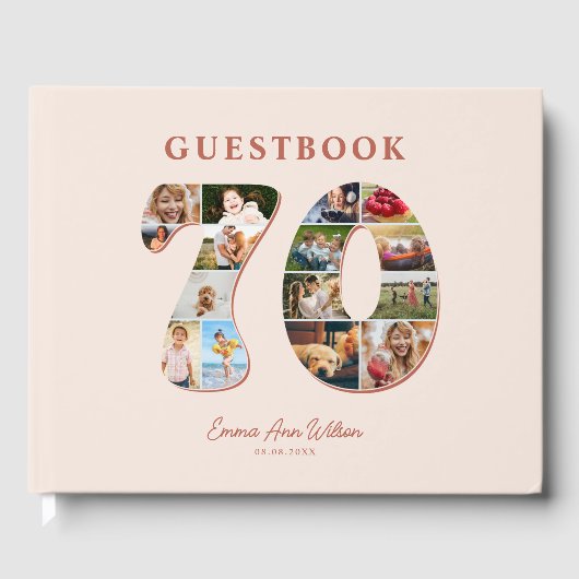 70. Geburtstag Foto Collage Meilenstein Gästebuch (Vorderseite)