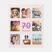 70. Geburtstag Foto Collage Rose Gold Rosa Fleecedecke (Vorderseite)